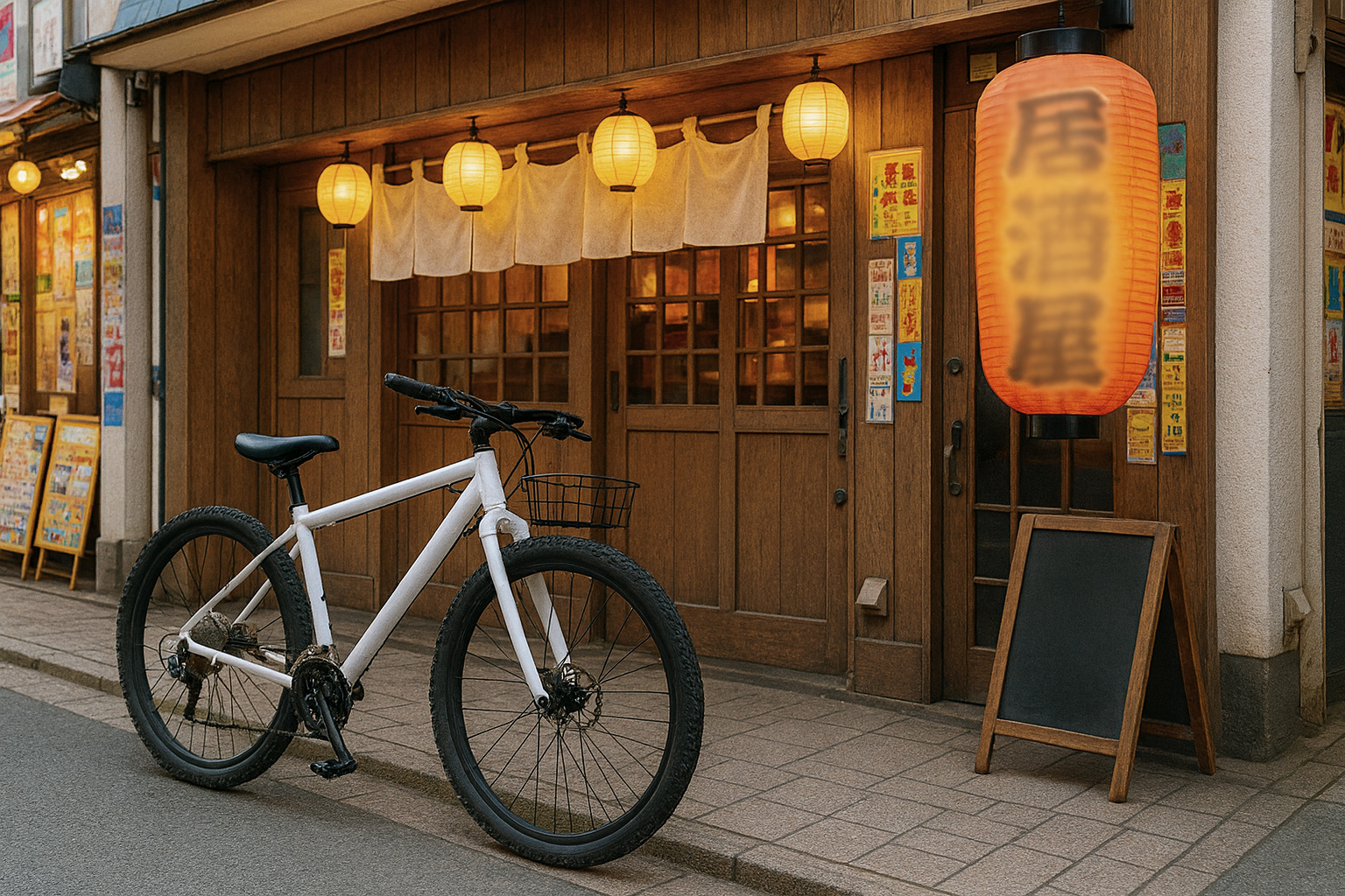 居酒屋と自転車イメージ