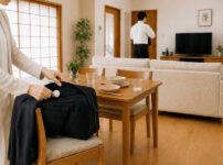 紛失防止タグを仕込もうとしている女性