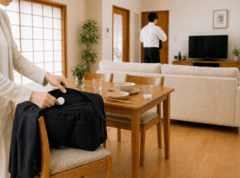 紛失防止タグを仕込もうとしている女性